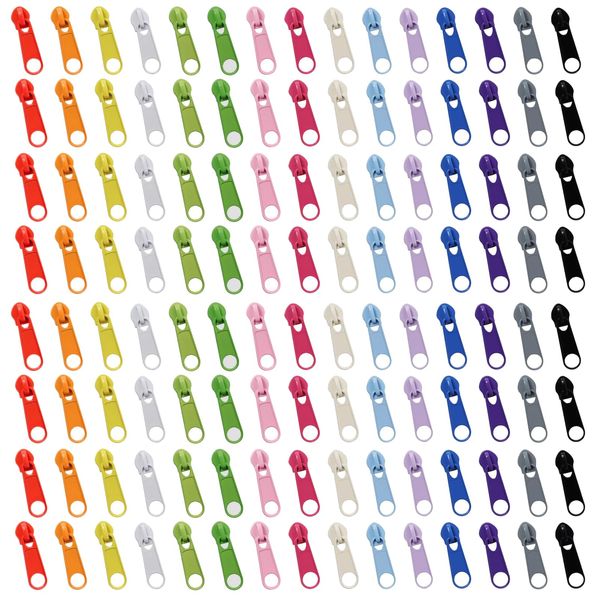 CONNECTION 120 Pcs Zip Repair Kit 3# Zipper Repair Kit Colorful Zipper Pull Replacement Metal Zipper Slider Replacement Zipper Replacement Kit for Jackets Coats Clothes Backpacks Luggage (15 Colors)