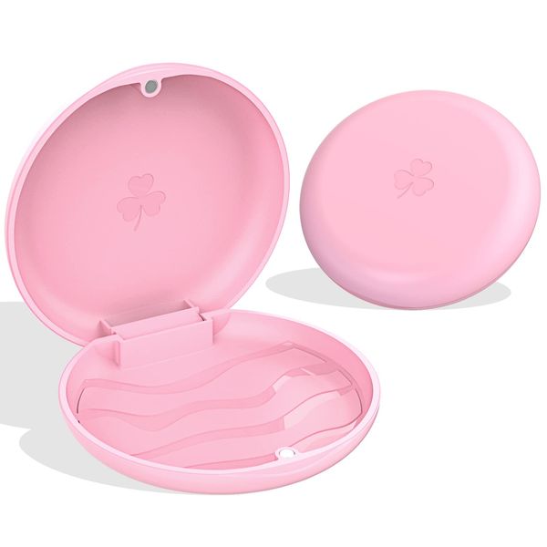 ARGOMAX Aligner and Retainer Case - 2 Piece Mouth Guards Travel Cases, Braces Box, Orthodontic Box - Pink.