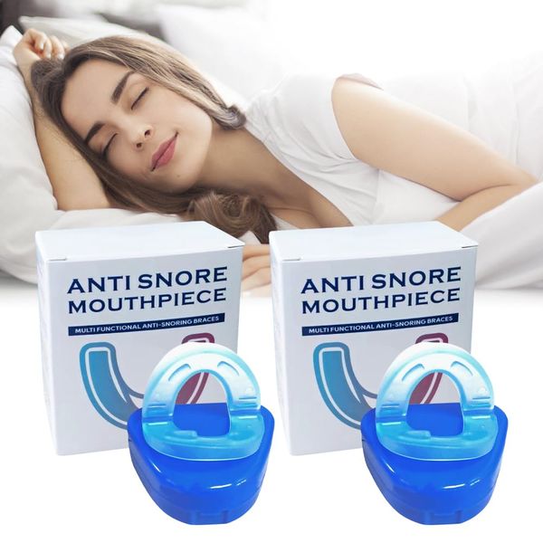 Anti Snoring Mouthpiece, Anti Snore Mouth Guard, Sleep Apnea Mouth Guard, Sleeping Best Gum Shield Teeth&Clenching at Night, Teeth Whitening Mouth Trays for Adults and Children with Bruxism, Blue