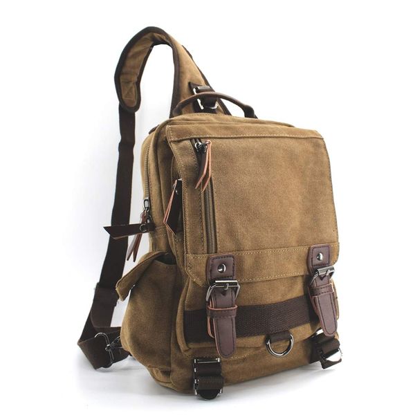 JIAO MIAO Canvas Shoulder Backpack Travel Rucksack Sling Bag Cross Body Messenger Bag,180308-Coffee