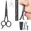 Beard Scissors/Nose Scissors /Mustache Comb Multi Functions Grooming Kit Gift Set Beard Trim Scissor Kit Trimming Nasal Hair for Men with Storage Bag (Black)
