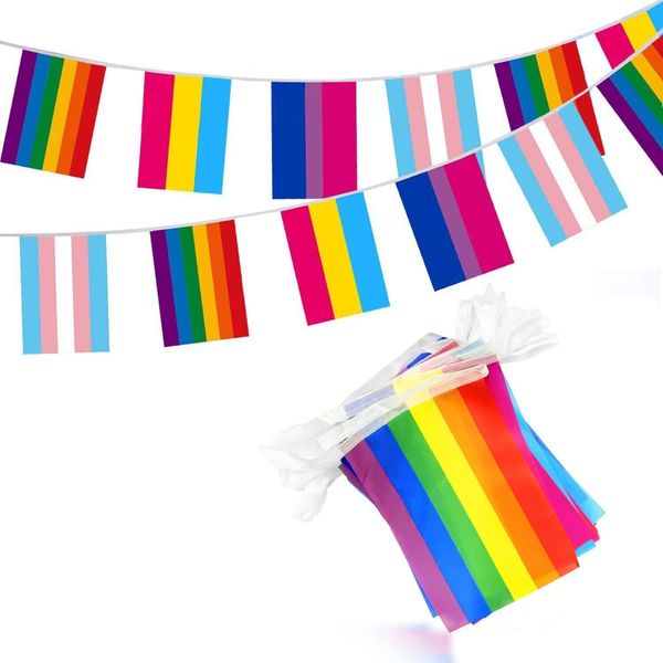 Vision4ever 10m Gay Pride Rectangular Bunting Party Decoration Wall Plastic Banner