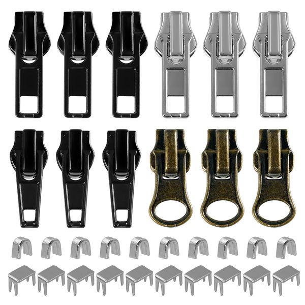 Zip Repair Kit, 57 Pcs Metal Zipper Pull Replacement, Universal Zip Fixer & Zipper Slider Replacement, Zip Puller Accessories for Jackets, Coats, Jeans, Luggage, Backpacks, Crafts