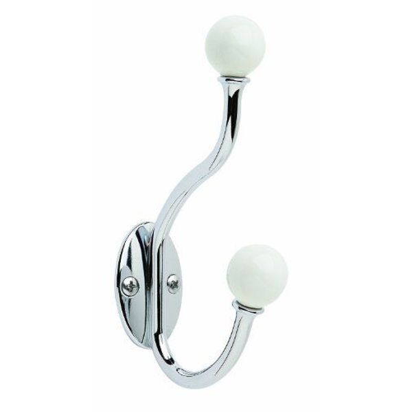 | Coat Hook | Wall Mount | White / Polished Chrome | 1 Pack | Robe Hook |