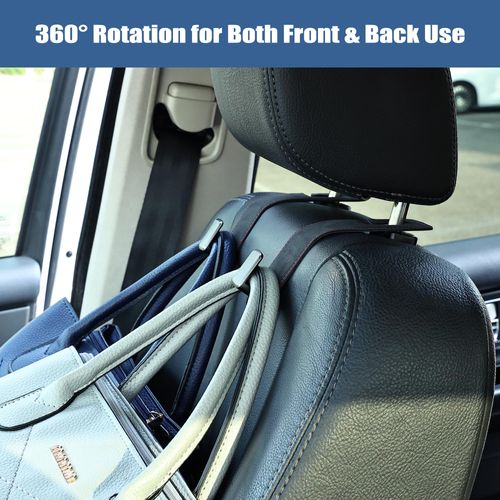 Amooca Car Seat Back Hook Universal Auto Storage Hanger Suede with Metal Car Seat Organizer for Handbag Purse Coat Umbrellas Grocery Bags 2 Pack Black