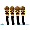 Majek #3, 4, 5, & 6 Hybrid Combo Pack Rescue Utility Black & Yellow Golf Headcover Knit Pom Pom Retro Classic Vintage Head Cover