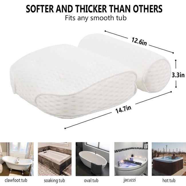 AEROiVi Full Body Bath Pillow with Lumbar Pillow Bathtub Cushion with 14  Suction Cups 3D Air Mesh Fit Any Tub Luxury Bathroom Accessories
