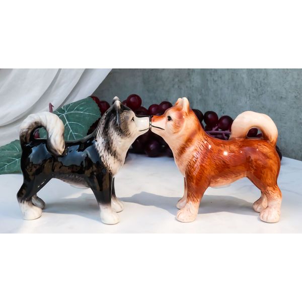 Pet Siberian Huskies Dog Salt and Pepper Shakers Ceramic Magnetic Figurine Set