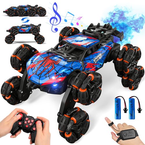 Sunrad 8WD Gesture Sensing RC Stunt Car with Spray & Light & Music for Kids Age 6-8-13, Spider Hand Remote Control Car 2.4Ghz Double-Sided Climbing Drift RC Car Toys Birthday Gift for Boys