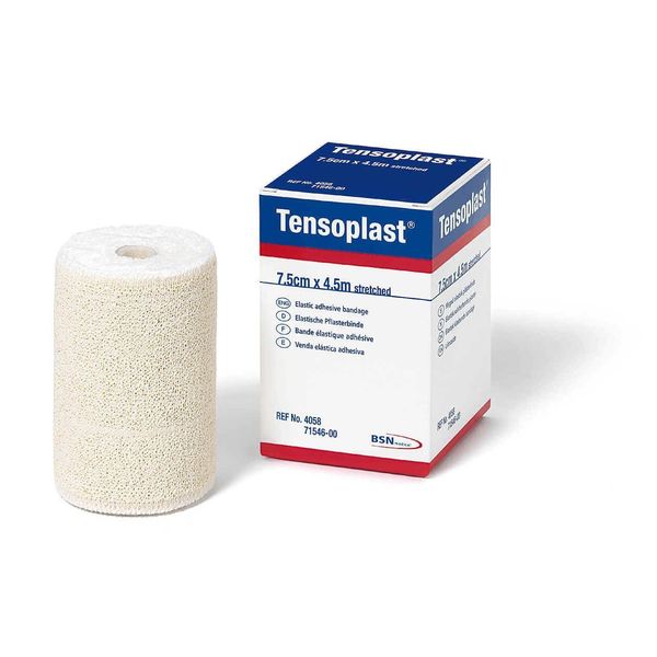Tensoplast Elastic Athletic Tape, Provides Medium Support or Compression with High Adhesive Properties, Water Replellent and Air Permeable, White, 2" X 5 yds, Roll