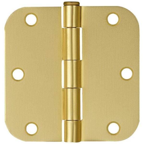 Stainless Steel  Door Hinge-Satin Brass 3.5-in. 5/8-in. Radius 9-Pack