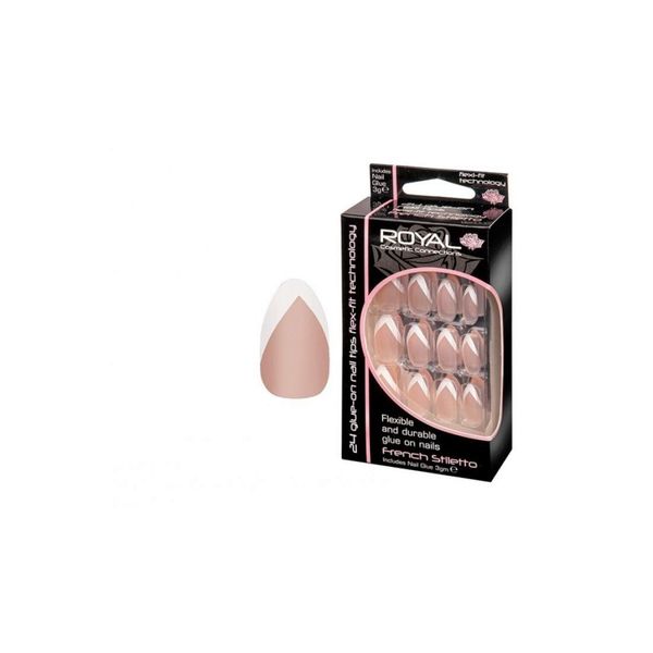 Royal Flexible & Durable Glue on Nails - French Stiletto