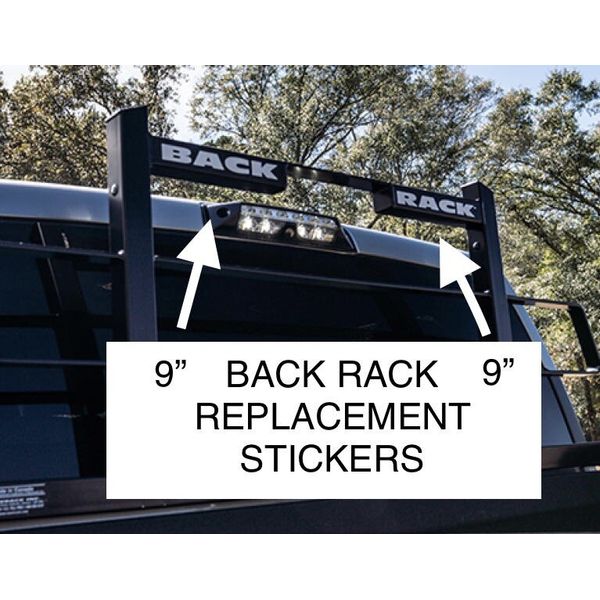 BACK RACK Replacement White STICKER Kit (9in x Each Word) Truck Split Word