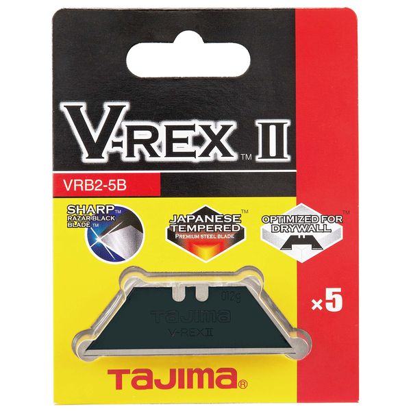 Tajima VRB2-5B V-REX II Premium Tempered Steel Utility Knife Blades, 5-Pack