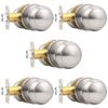 Probrico Brushed Nickel Passage Door Knobs Round Handles for Hall or Closet Knobs Keyless Hardware, 5 Pack