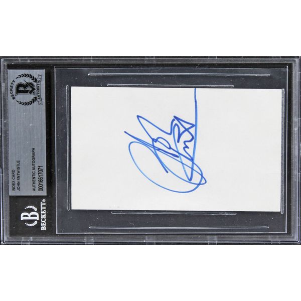 John Entwistle The Who Authentic Signed 3x5 Index Card Autographed BAS Slabbed 1