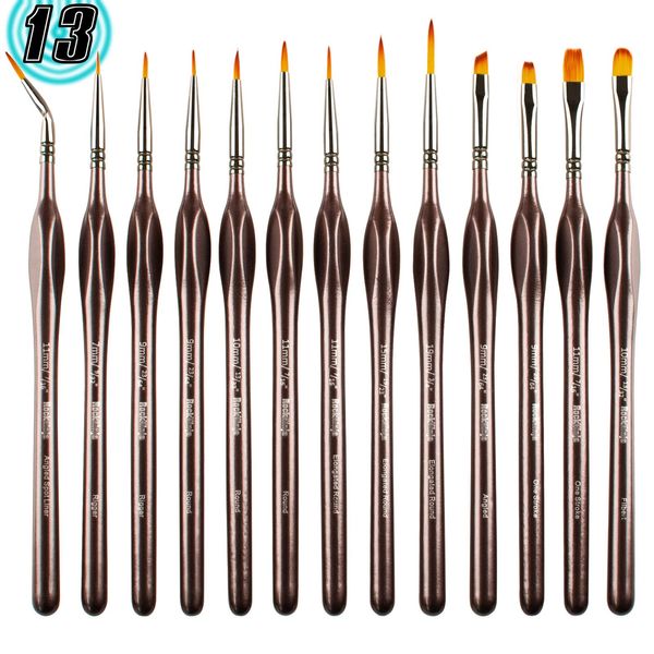 Detail Paint Brush Set, Rock Ninja 13pcs Miniature Brushes for Fine Detailing & Art Painting - Acrylic,Watercolor, Oil Miniatures, Scale Models, Airplane Kits, Nail, Line Drawing, Warhammer 40k