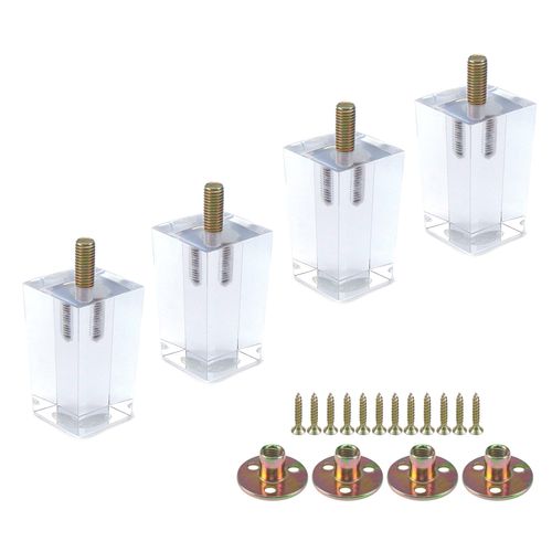 Mcredy 3.15 Inches Acrylic Furniture Legs Set of 4 for Couch, Transparent With Mounting Hardware, Type-2