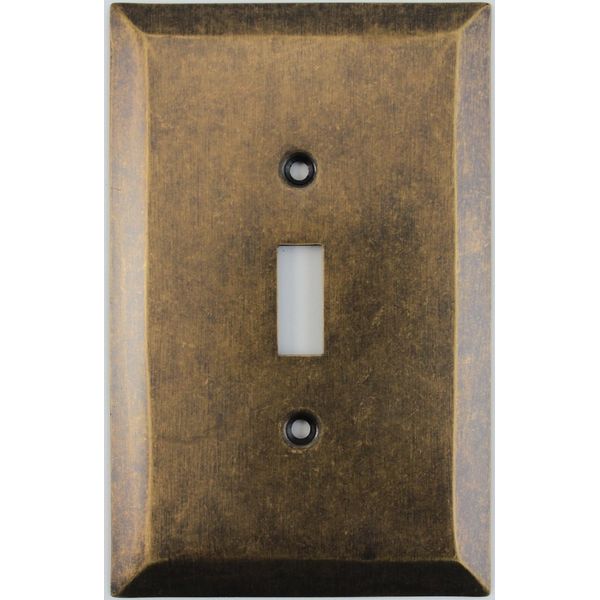Jumbo Stamped Aged Antique Brass One Gang Toggle Light Switch Wall Plate