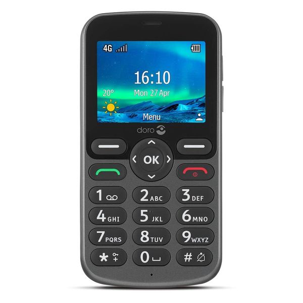 Doro 5860 4G Unlocked Mobile Phone for Seniors with Talking Number Keys, 2MP Camera, Assistance Button and Charging Cradle [UK and Irish Version] (Graphite)