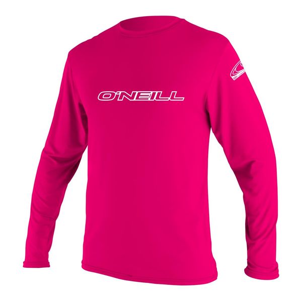 O'Neill Youth Basic Skins Long Sleeve Rash Vest - Watermelon, 6