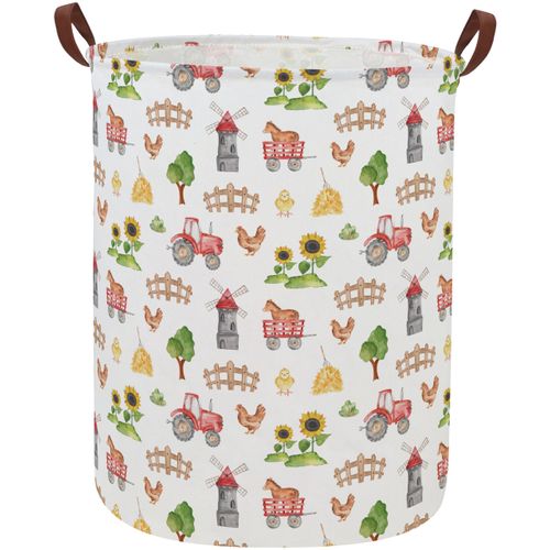 DDBASKET Kids Laundry Basket Farm Hamper for Nursery Boy and Girl Cute Kids Toys Storage Bin Organizer Room Decor for Home(Farm)