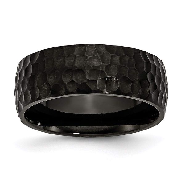 Chisel Stainless Steel Black IP-Plated Hammered 8mm Band