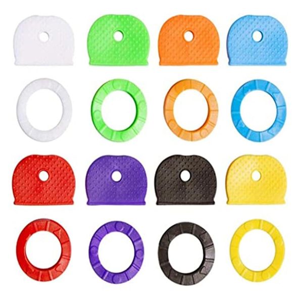 MEDUSHASHA Key Cap Color Key Cover Silicone 2 Styles, 8 Colors, 16 PCS Identification Key Identifier Coding Label