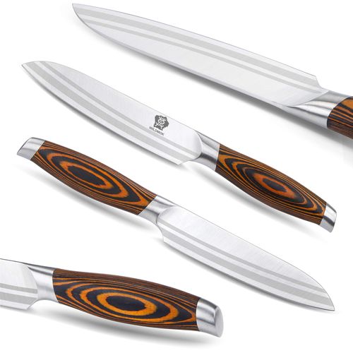 WILDMOK 5" Kitchen Utility Knife Premium German Steel Sharp Blade Multipurpose Use with Ergonomic Pakkawood Handle