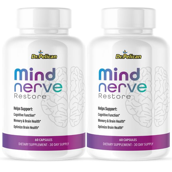 Mind Nerve Restore- Brain Support- 2 Bottles- 120 Capsules