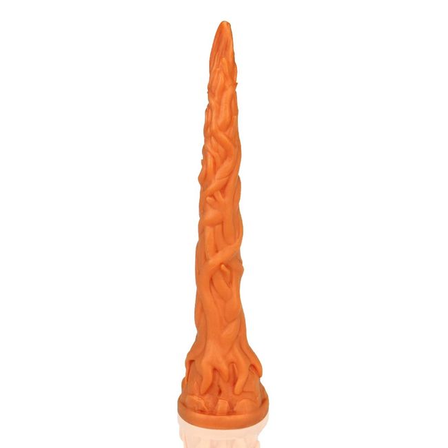 TaRiss's Vine Plug, Uneven with Suction Cup, Silicone, Gold, XL, 2.8 x 14.2 inches (7 x 36