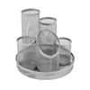 Osco Mesh Pencil Pot Scratch-resistant with Non-marking Base 5 Tube Silver
