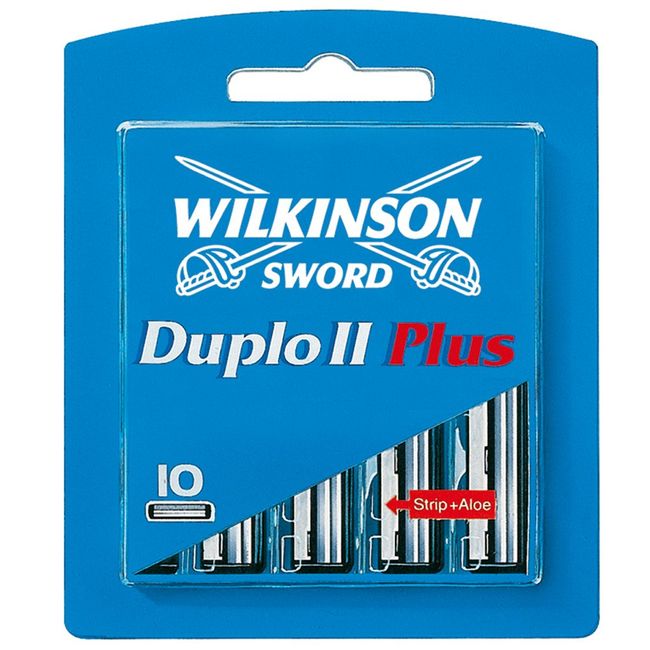 Wilkinson Sword Duplo II Plus Razor Blade Refill Cartridges with Aloe Vera Strip, Pack of 10