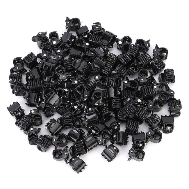 Dekaim Mini Clips,100 Stück Schwarze aus Kunststoff Haarspange, Kleine Krallen Haarspange, Kunststoff Haarklammer, Rutschfester Griff, Haar Accessoires