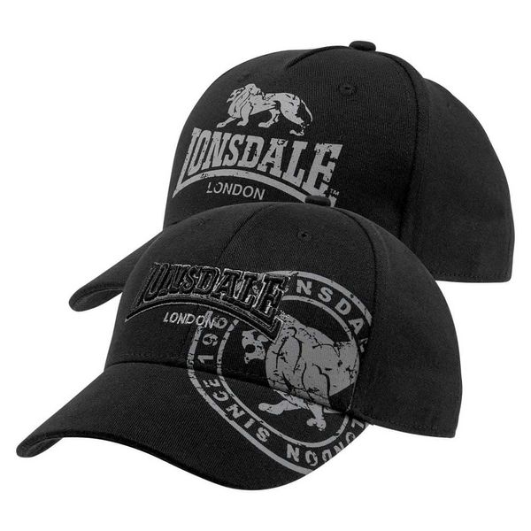 Lonsdale Unisex's LEISTON Double Pack Cap, Black, One Size