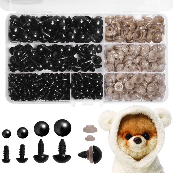 GOTFUN Safety Eyes for Crochet Toys 500 Pcs Crochet Eyes Plastic Button Sew On Eyes with Plastic Washers Toy Eyes for Teddy Bear Eyes Doll Making Craft with Box