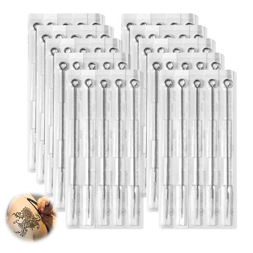 Pack of 50 Sterile Tattoo Needles, Disposable Tattoo Needles, 1RL 3RL 5RL 7RL 9RL for Any Size, Needles Stick and Poke, for Self-Tattooing, Tattoo Machine