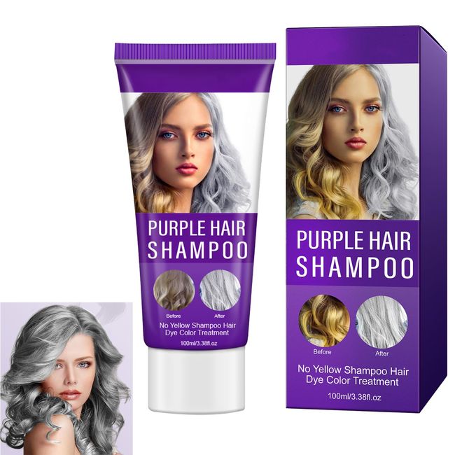 Silver Shampoo for Blonde Hair,Purple Shampoo for Blonde Hair No Yellow Shampoo,Toner for Bleached Hair,Hair Toner Colour to Remove Yellow Tones,Anti-Yellow Shampoo