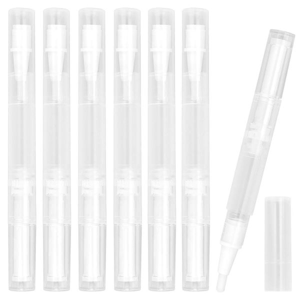 TANCUDER 10 PCS Empty Cuticle Oil Pen 3 ML Transparent Twist Pen Refillable Nail Polish Bottle Eyelash Growth Liquid Tube Cosmetic Container with Brush Tip for Lip Gloss Teeth Whitening Liquid Perfume