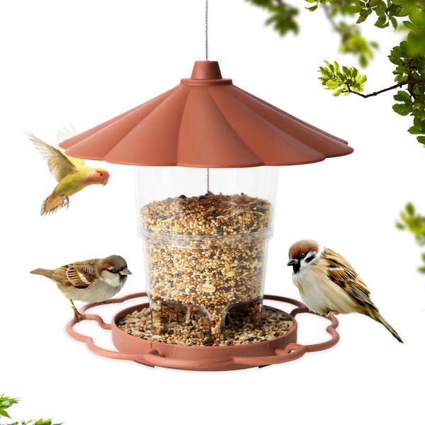 Diivoo Bird Feeder, Hanging Bird Seed Feeder for Wild Small Birds, Designed for Outdoor Bird Feeders, It Has A Beautiful Appearance and Open Feeders to Attract Birds, Enjoy Birdwatching or Birding