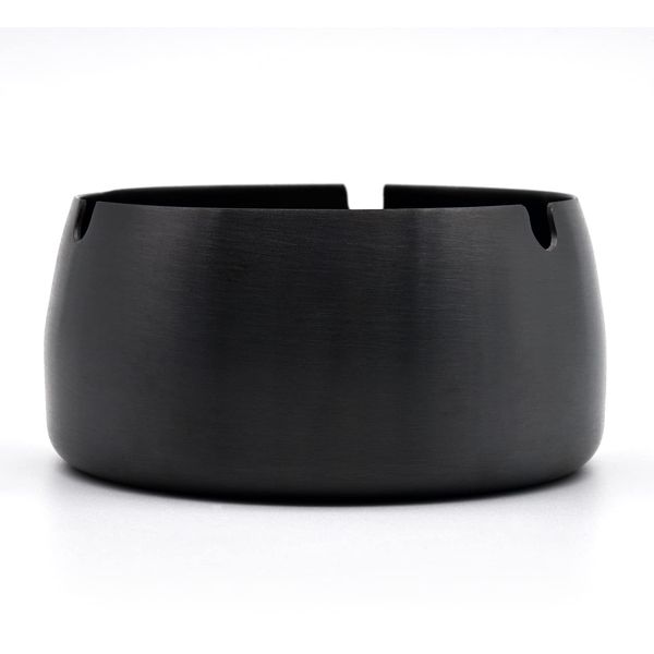 Ashtray,Skyzone Stainless Steel Ash tray Round Black Cigarettes Ashtrays for Outdoors, Home,Office Hotel Restaurant,Party,Bar (10cm Diameter ）