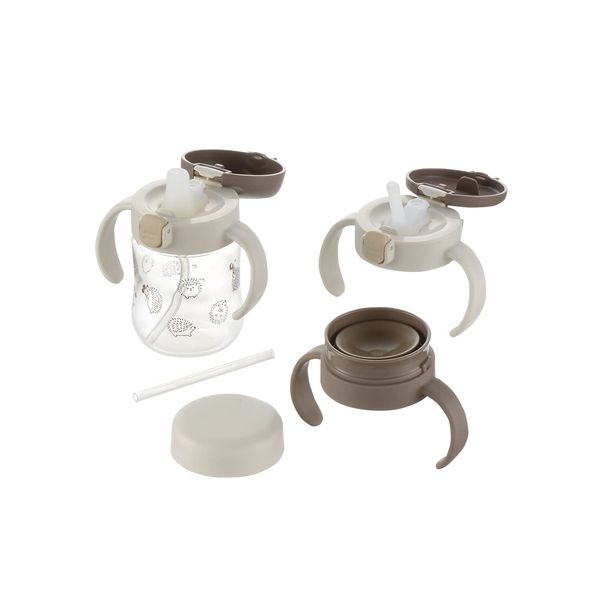 Richell Tri Step Up Mug Set SD, 6.8 fl oz (200 ml), 5 Months and Older, Brown