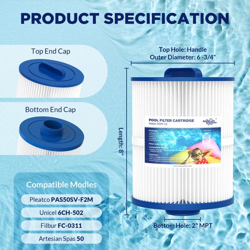 4 Pack Pool Spa Hot Tub Filter Replaces for Pleatco PAS50SV-F2M 6CH-502 FC-0311