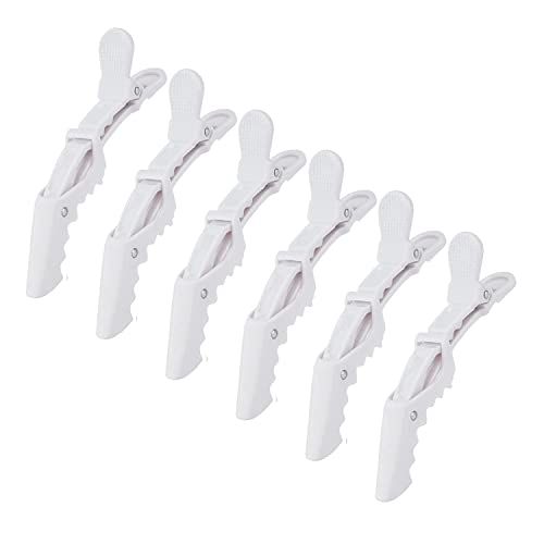 KISARG Alligator Clips, Dakkar, Men's Salon Hair Clip, Dragon Clip, Styling, Hairpin, Barrette, Hairdressing, Beauty, Salon, Set of 6, White