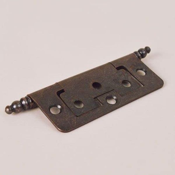 Van Dyke's Restorers Non-Mortise Hinge with Finial, 3", Statuary Bronze