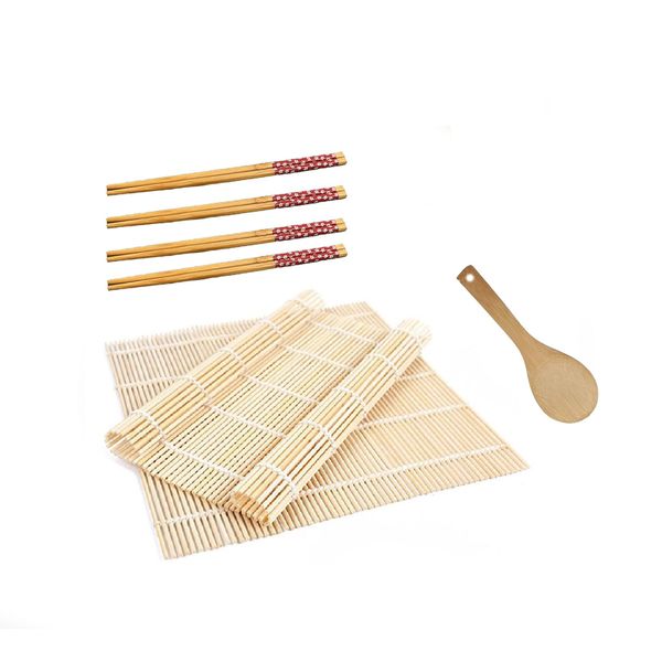 Sushi making kit, Bamboo Sushi Rolling Mat,Sushi maker, Sushi roll maker (9.5" x 9.6")(WHITE2)