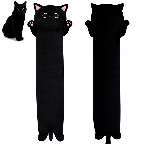 MUFEIRUO Long Cat Plush Pillow Black Cat Body Pillow, 40.5" Cute Black Cat Stuffed Animals Plush Cat Plushie, Kawaii Stuffed Cat Toys Throw Pillow for Kids Christmas Decorations