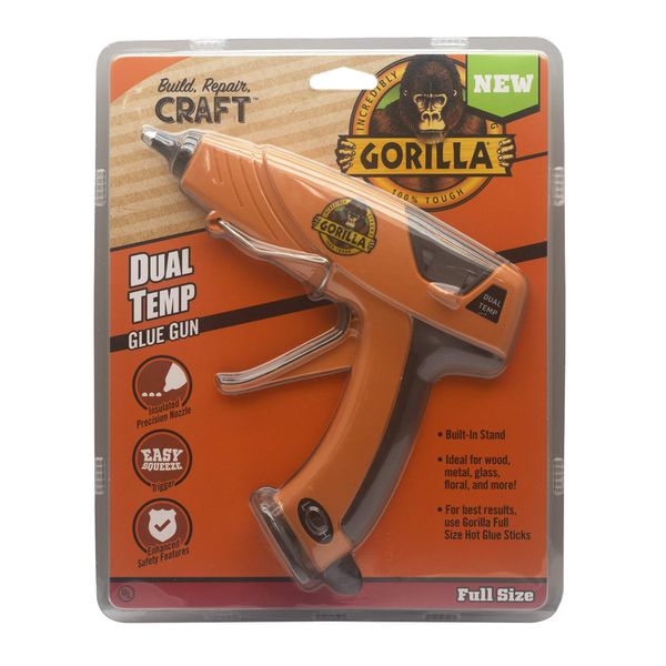 Gorilla Dual Temp Full-Size Hot Glue Gun, Orange