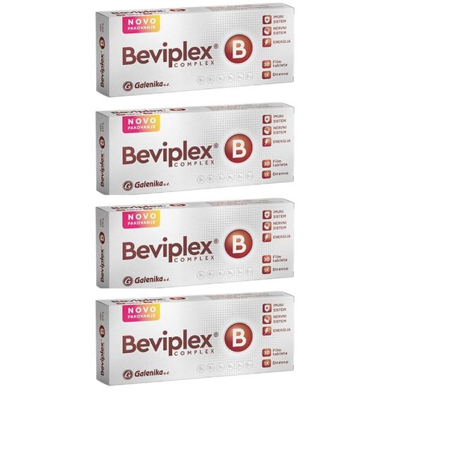 4 PCS LOT BEVIPLEX B COMPLEX TABLETS, GALENIKA  ( Total: 4 X 30 tablets )