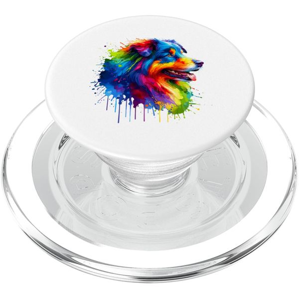 Splash Art Australian Shepherd Aussie Dog PopSockets PopGrip for MagSafe